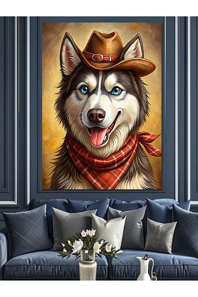 Tablomega Cowboy Dog Decorative Canvas - Mdf Wooden Painting