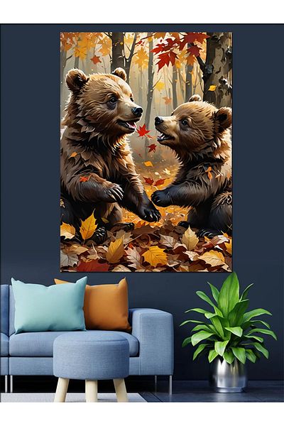 Tablomega Baby Bears Decorative Canvas - Mdf Wooden Painting