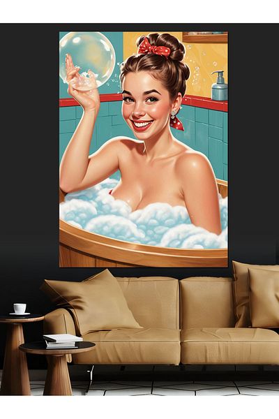 Tablomega Bubble Bath Decorative Canvas - Mdf Wooden Table