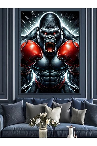 Tablomega Angry Boxer Monkey Decorative Canvas - Mdf Wooden Painting