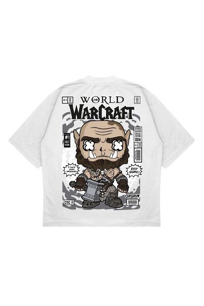 PURE EFFECT Tricou unisex oversize WoW Back Print Box Fit din țesătură groasă