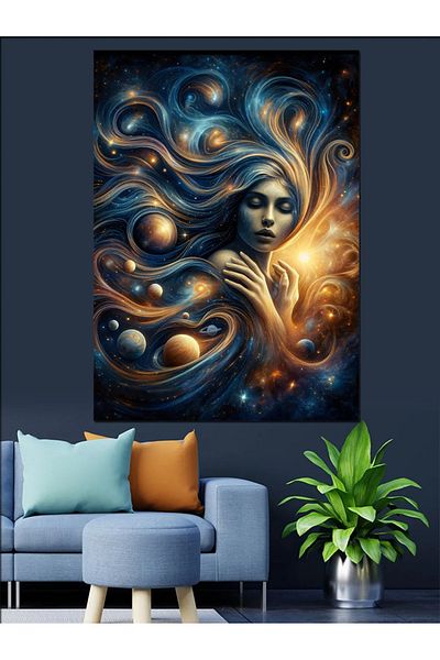 Tablomega Abstract Art Decorative Canvas with Female Figure - Mdf Wooden Painting