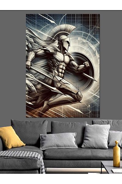 Tablomega Shielded Spartan Decorative Canvas - Mdf Wooden Painting
