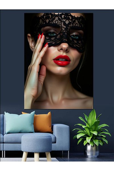 Tablomega Masked Woman Decorative Canvas - Mdf Wooden Painting
