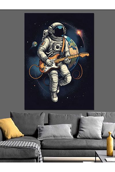 Tablomega Astronaut Playing Guitar Decorative Canvas - Mdf Wooden Painting