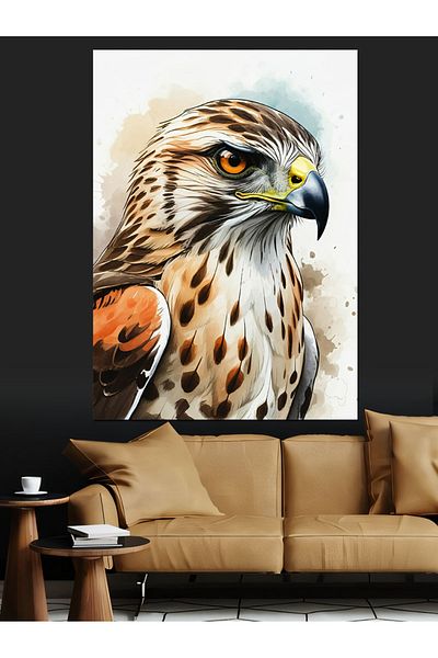 Tablomega Hawk Portrait Decorative Canvas - Mdf Wooden Painting