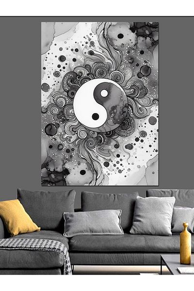 Tablomega Yin Yang Pattern Decorative Canvas - Mdf Wooden Painting
