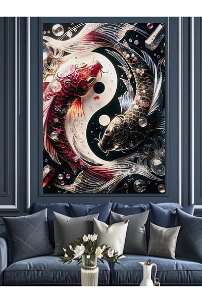 Tablomega Yin and Yang Art Decorative Canvas - Mdf Wooden Painting