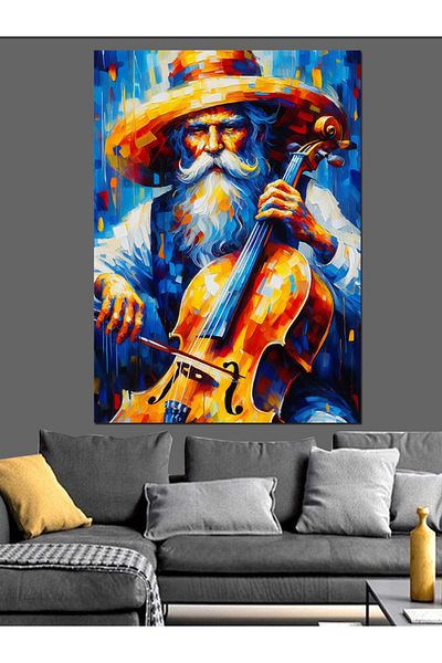 Tablomega Violancel and Man Decorative Canvas - Mdf Wooden Painting
