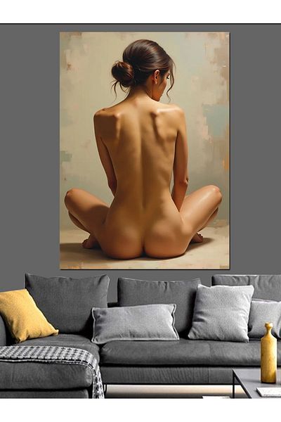 Tablomega Naked Woman Decorative Canvas with Turned Back - Mdf Wooden Painting