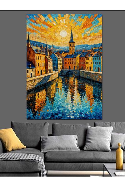 Tablomega Pânză decorativă Colorful River Landscape - Lemn MDF