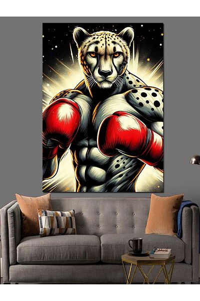 Tablomega Armored Boxer Cheetah Decorative Canvas - Mdf Wooden Painting