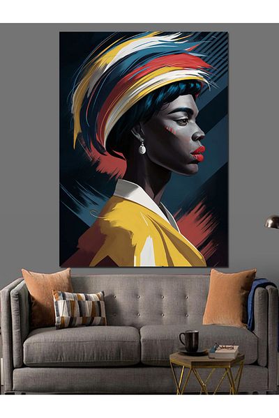 Tablomega Colorful Portrait Decorative Canvas - Mdf Wood Table