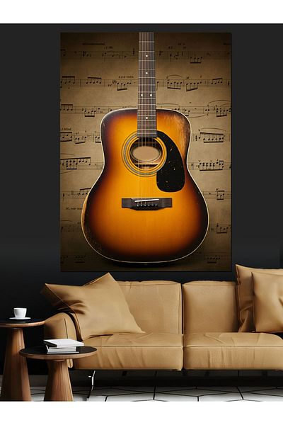 Tablomega Acoustic Guitar Decorative Canvas - Mdf Wooden Painting