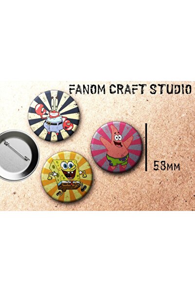 Sünger Bob Kare Pantolon Özel Tasarım Rozet