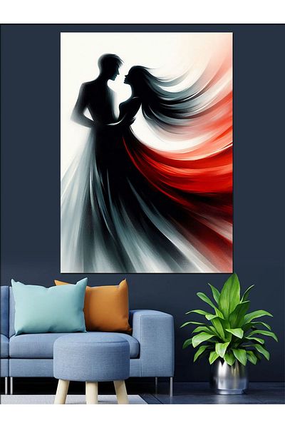 Tablomega Dancing Couple Decorative Canvas - Mdf Wooden Table
