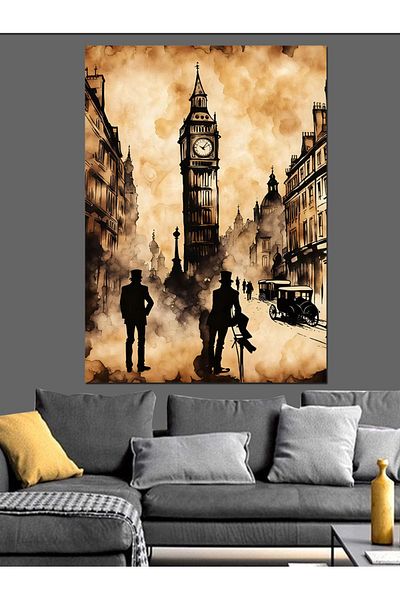 Tablomega Big Ben Street Decorative Canvas - Mdf Wooden Painting