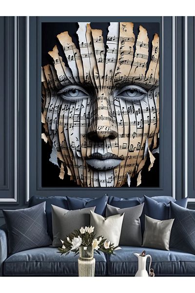 Tablomega Music Face Decorative Canvas - Mdf Wooden Painting