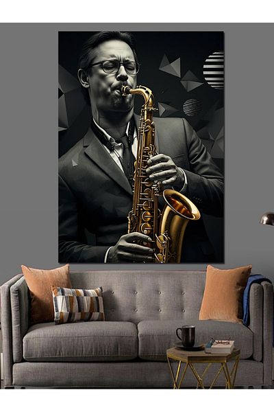 Tablomega Canvas Decorativ Saxofonist - Lemn MDF