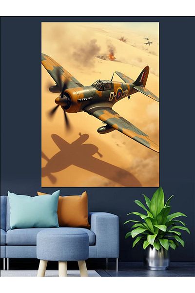 Tablomega Old Warplane Decorative Canvas - Mdf Wooden Painting