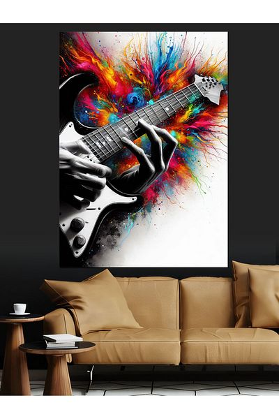 Tablomega Colorful Guitar Decorative Canvas - Mdf Wooden Painting