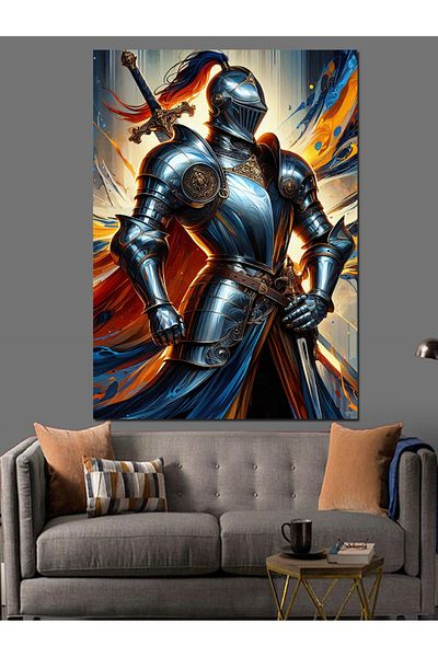 Tablomega Armored Warrior Decorative Canvas - Mdf Wooden Painting
