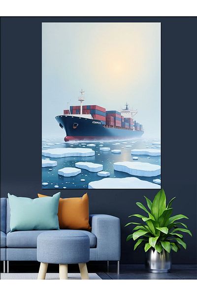 Tablomega Iceberg Ship Decorative Canvas - Mdf Wooden Painting