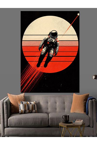 Tablomega Astronaut in Orbit Decorative Canvas - Mdf Wooden Painting