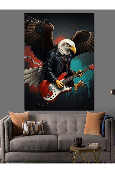 Tablomega Pânză decorativă Eagle Playing Guitar - MDF Lemn