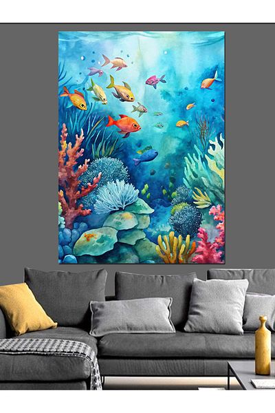 Tablomega Colorful Coral Reef Decorative Canvas - Mdf Wooden Painting