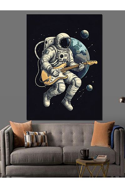 Tablomega Astronaut Playing Guitar Decorative Canvas - Mdf Wooden Painting