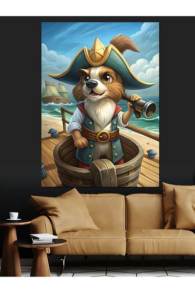 Tablomega Pirate Dog Decorative Canvas - Mdf Wooden Table