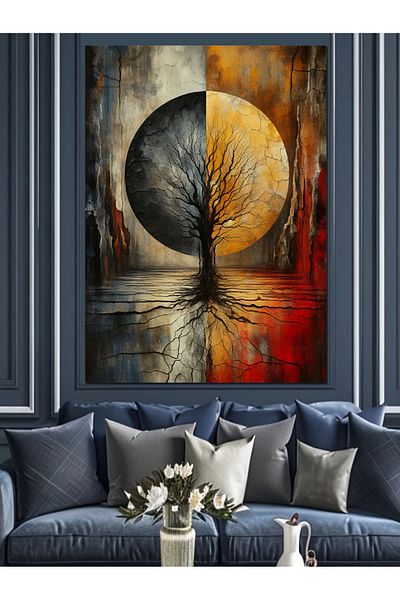 Tablomega Abstract Tree Decorative Canvas - Mdf Wooden Painting