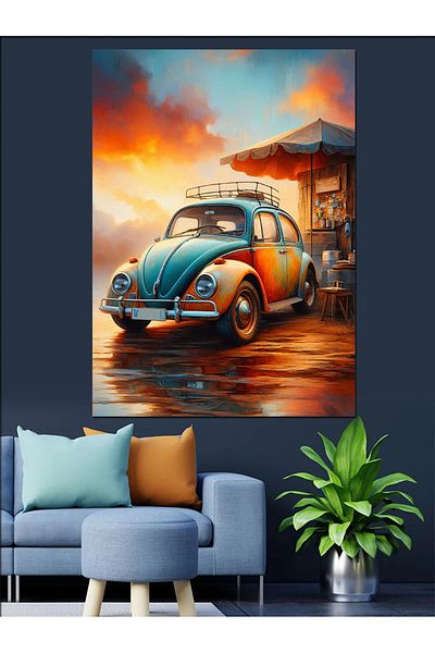 Tablomega Classic Car Decorative Canvas - Mdf Wooden Painting