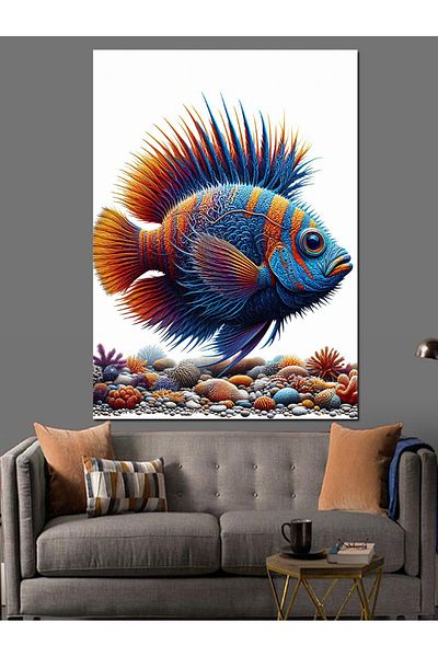 Tablomega Colorful Fish Decorative Canvas - Mdf Wooden Painting