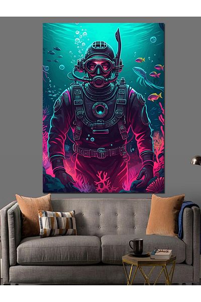Tablomega Deep Sea Diver Decorative Canvas - Mdf Wooden Painting