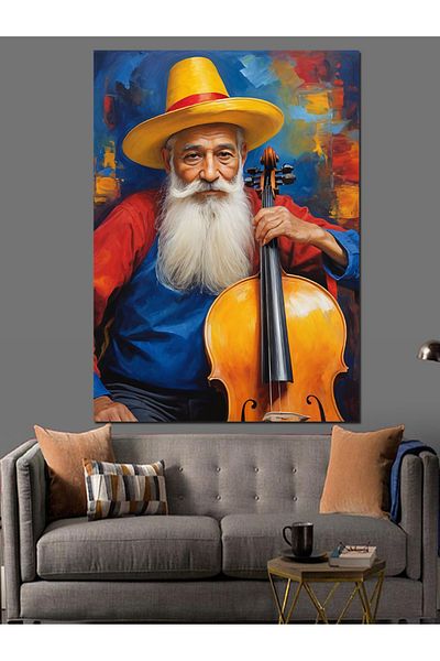 Tablomega Wise Man Playing Cello Decorative Canvas - Mdf Wooden Painting