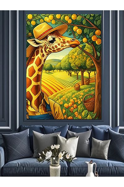 Tablomega Colorful Giraffe Decorative Canvas - Mdf Wooden Painting