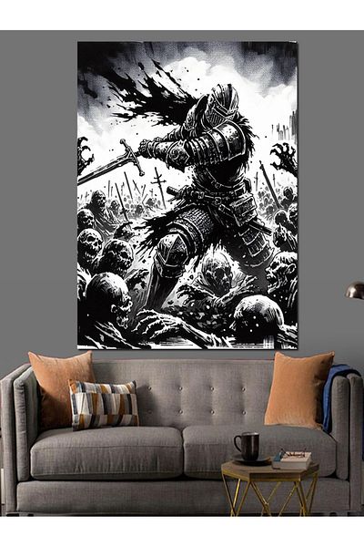 Tablomega Pânză decorativă cu ilustrație soldat războinic - pictură din lemn MDF