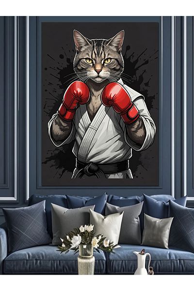 Tablomega Pânză Decorativă Boxer Cat - Lemn MDF
