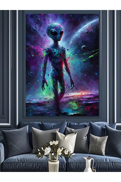 Tablomega Galactic Alien Decorative Canvas - Mdf Wooden Painting