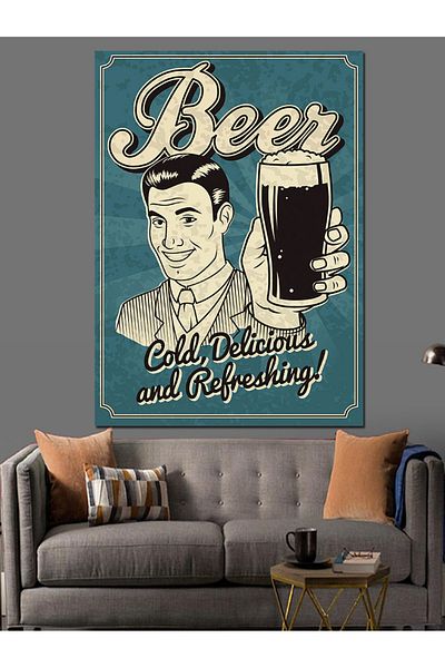 Tablomega Beer Advertisement Decorative Canvas - Mdf Wooden Painting