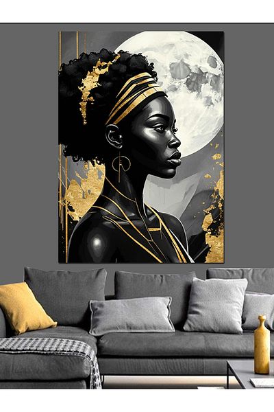 Tablomega African Woman Decorative Canvas - Mdf Wood Painting