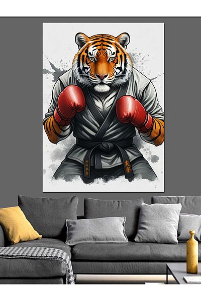 Tablomega Boxer Tiger Canvas Decorativ - MDF Lemn