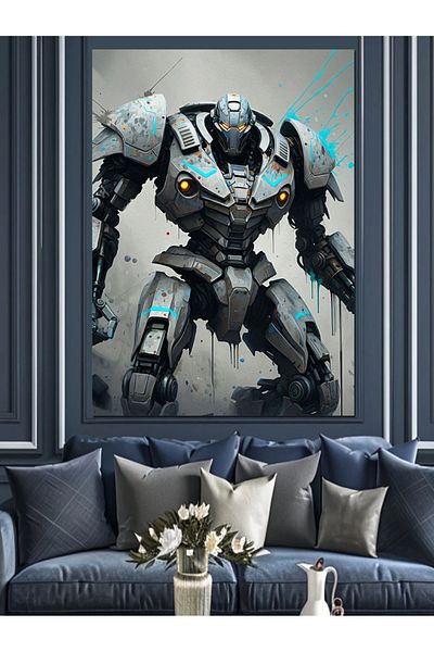 Tablomega Robot Armored Warrior Decorative Canvas - Mdf Wooden Painting