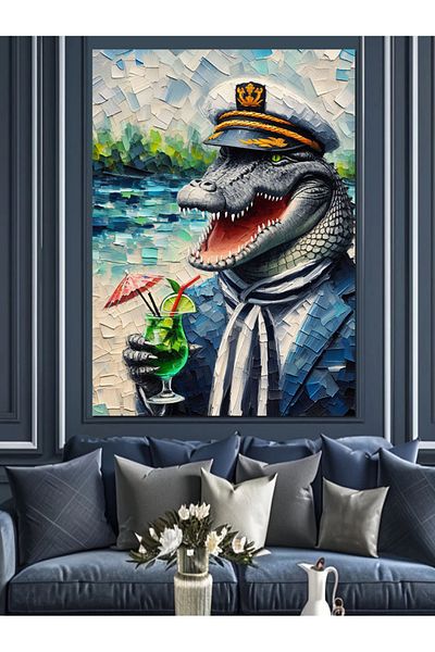 Tablomega Tropical Dinosaur Decorative Canvas - Mdf Wooden Table