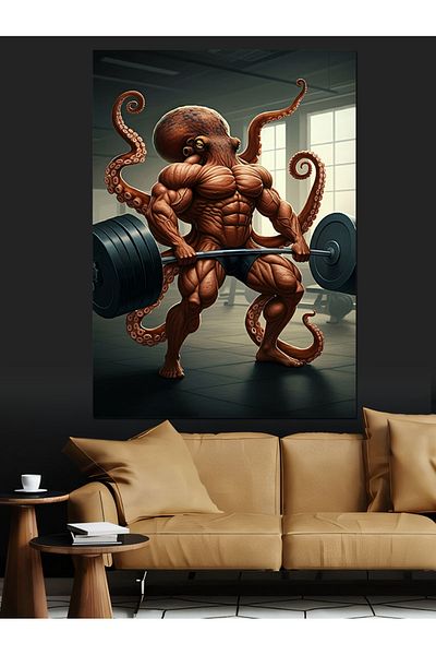 Tablomega Octopus Bodybuilding Decorative Canvas - Mdf Wooden Painting