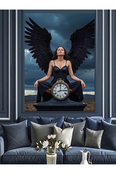 Tablomega Angel of Time Decorative Canvas - Mdf Wooden Table