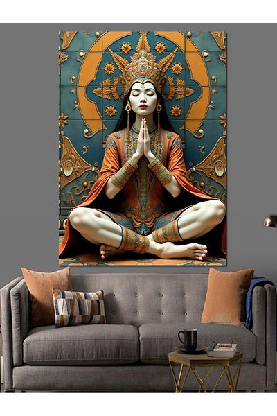 Tablomega Woman Meditating Decorative Canvas - Mdf Wooden Painting