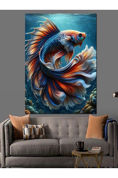 Tablomega Colorful Fish Decorative Canvas - Mdf Wooden Painting